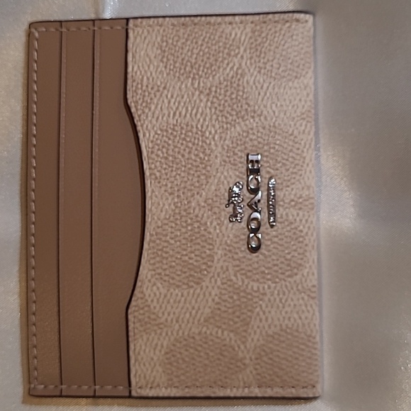 Coach Brown and Tan Signature Card Holder - Picture 1 of 6